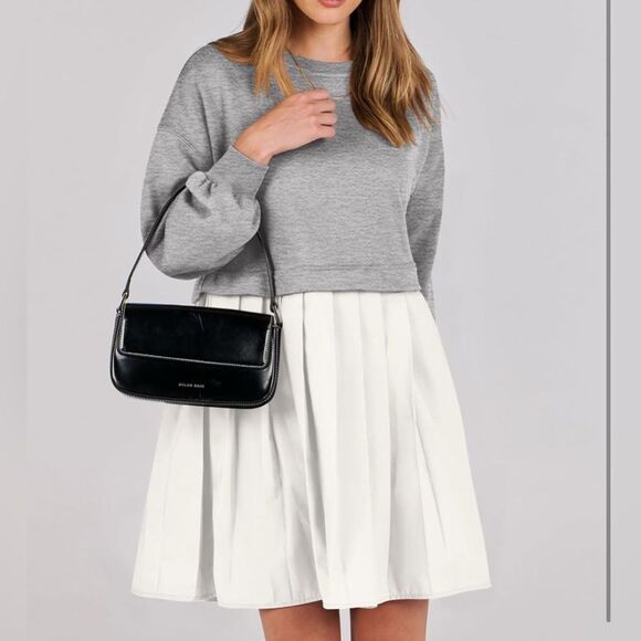 Anrabess Sweatshirt Pleated Dress size Large New - Picture 2 of 13